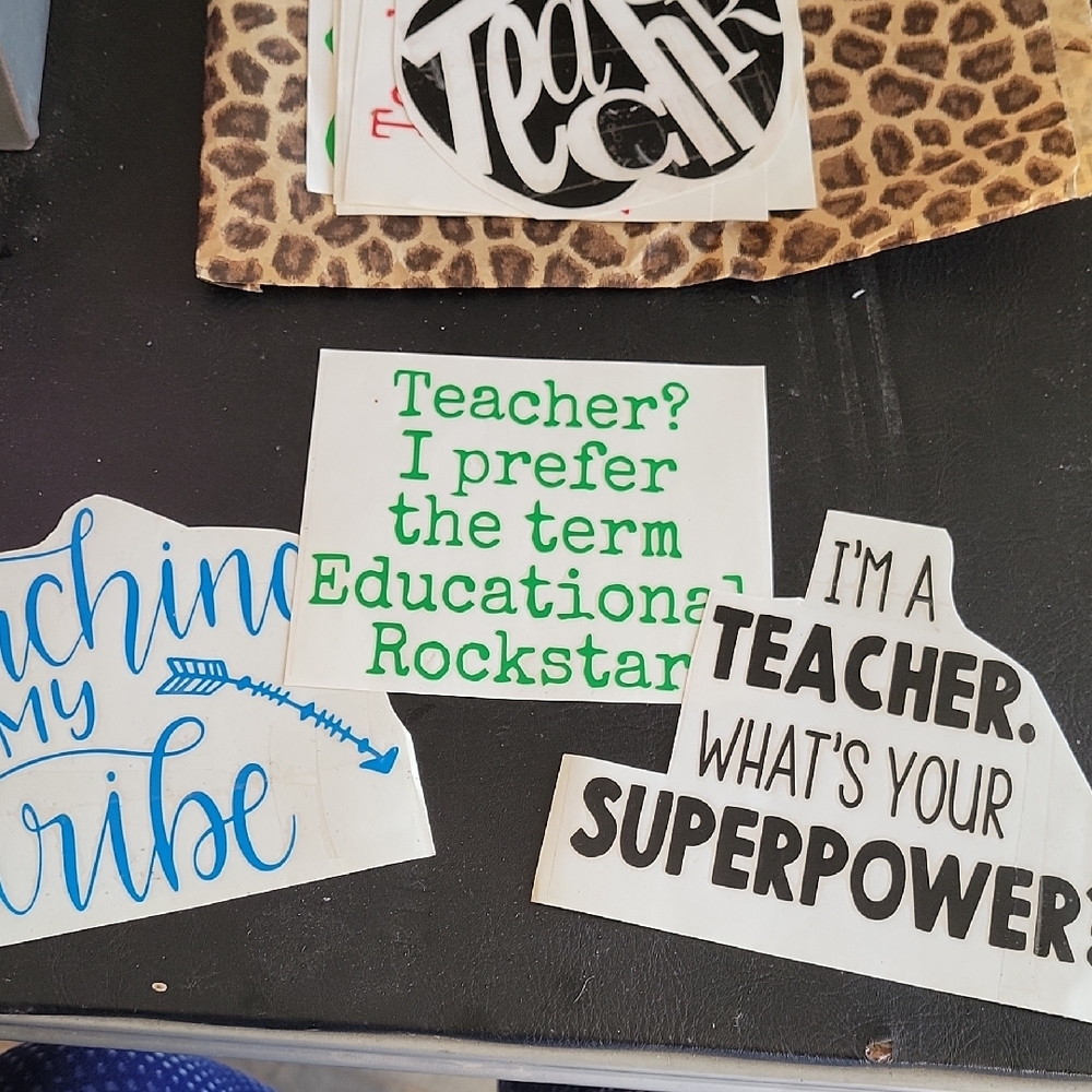 Educational Rockstar Teacher Premium Vinyl Stickers 5"ish X 6"ish Set Of 3